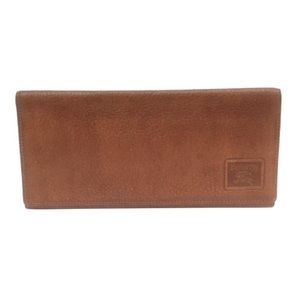 Burberry saddle brown leather vintage long wallet